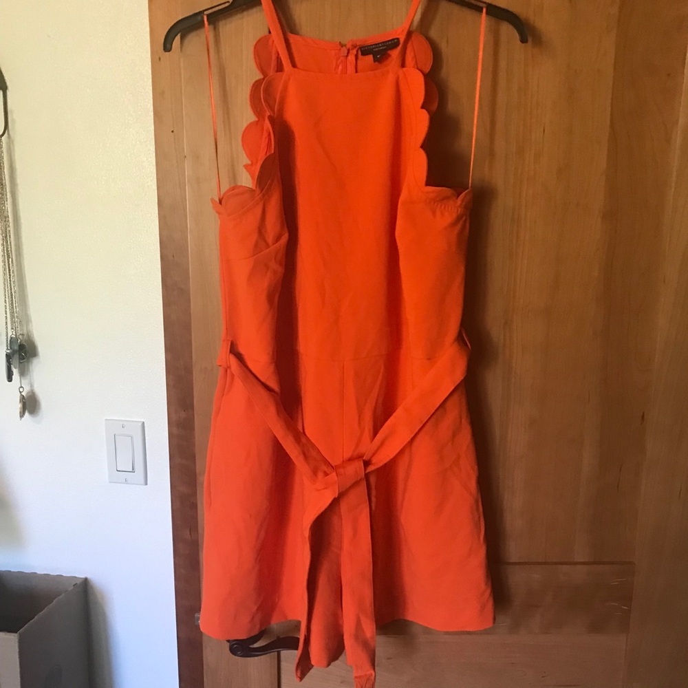 Victoria Beckham orange scalloped romper XL